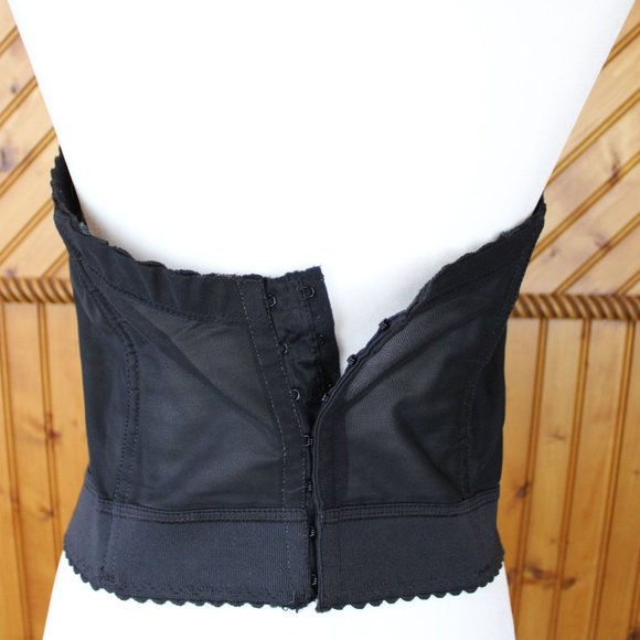 Goddess Long Line Bra Bustier Black Lace 40B 1990s Full Coverage Strapless b82 - Picture 6 of 8